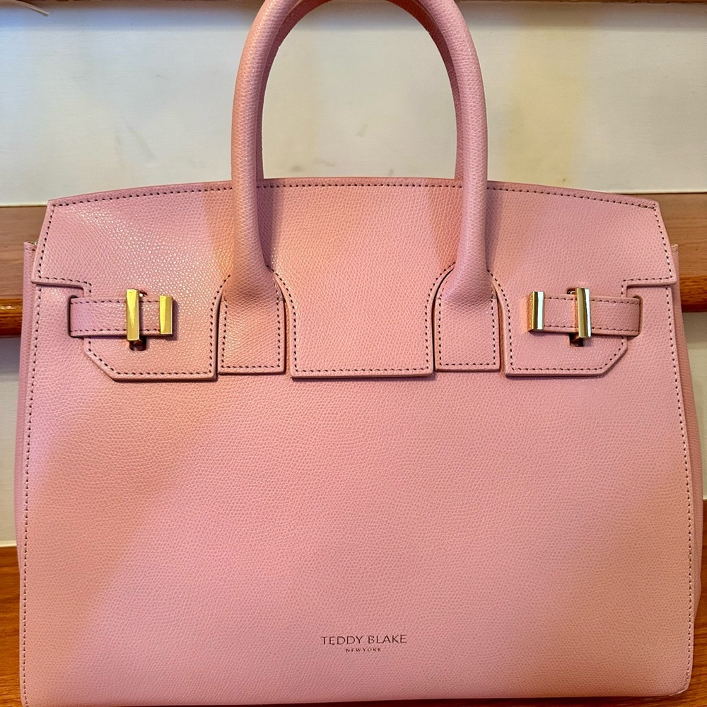 Pastel Pink Satchel with Gold Accents